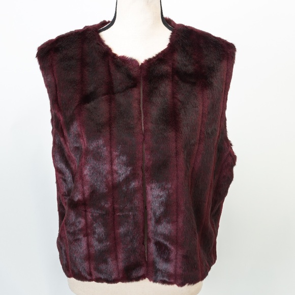 Faux fur collarless longer length jacket coat Iman XL - Picture 9 of 16